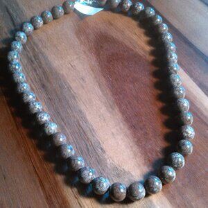 Snowflake Jasper Sterling Silver Beaded Necklace